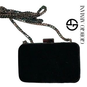 Giorgio Armani black velvet crossbody clutch